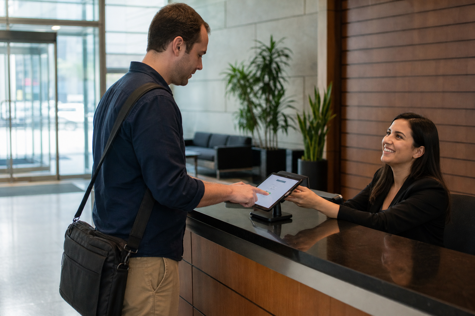 Register Visitors at a workplace reception