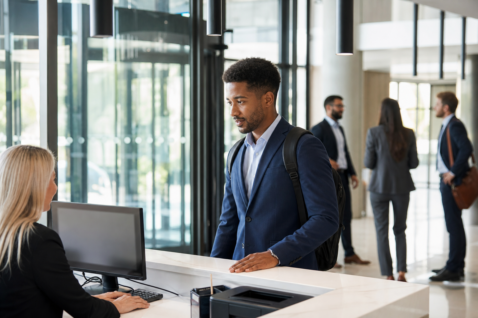 Compare Visitor Management Systems at a workplace reception
