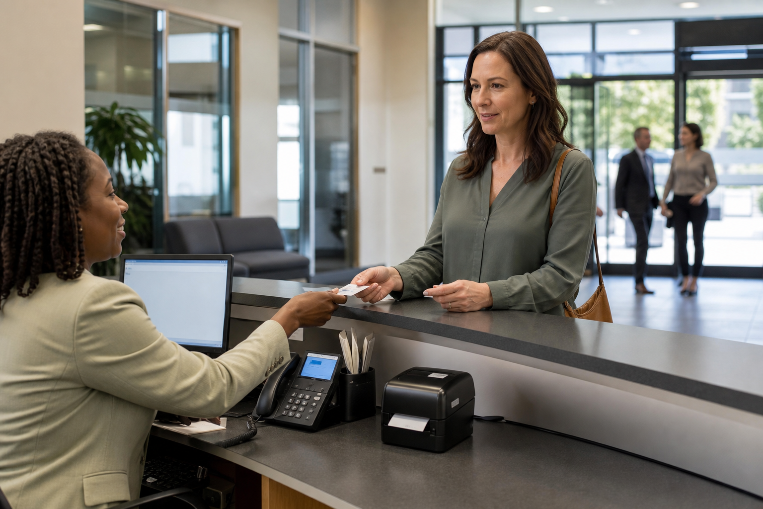 Essential Features: Identity Verification, Badges, and Access Control at a workplace reception