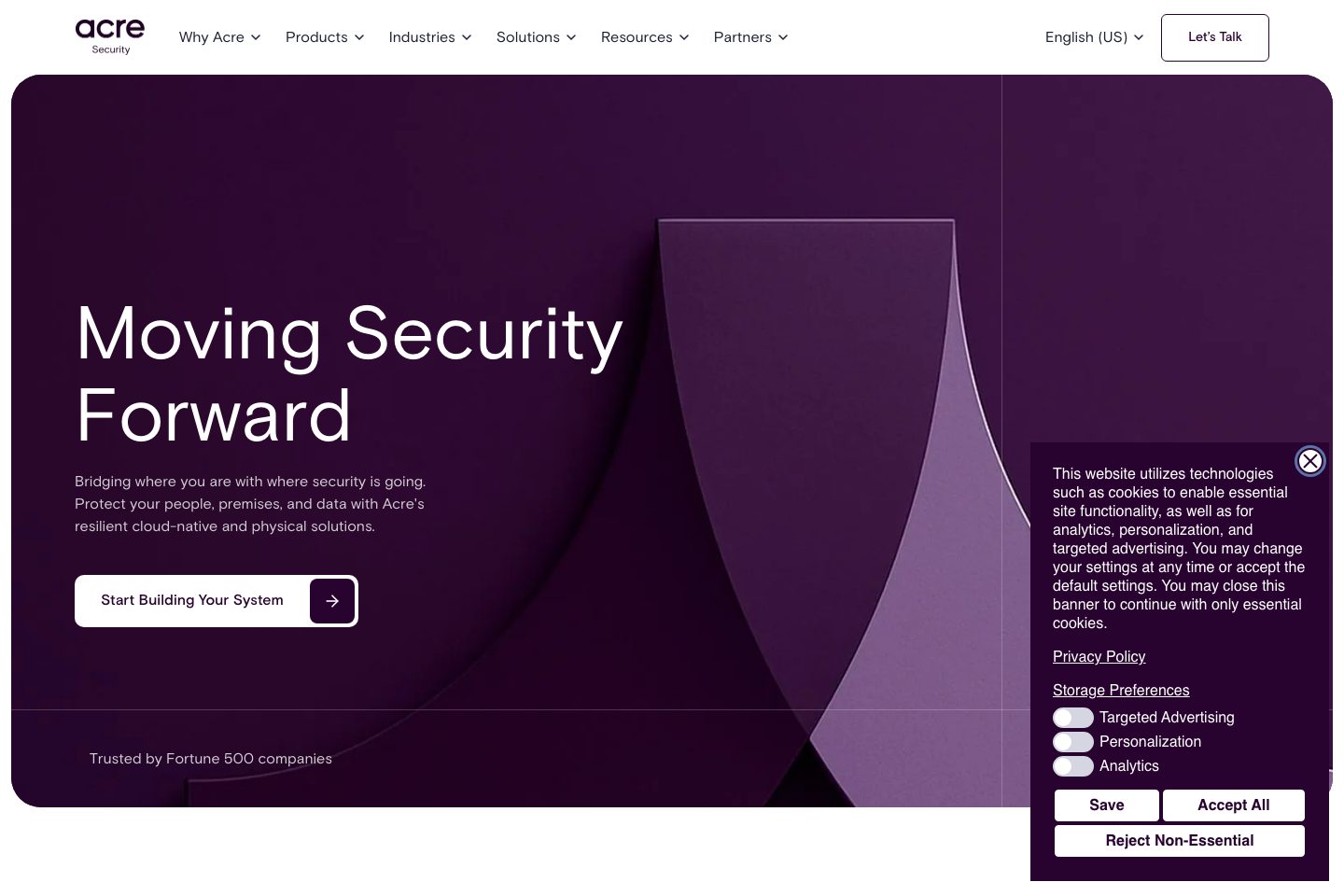 Acre Security homepage screenshot