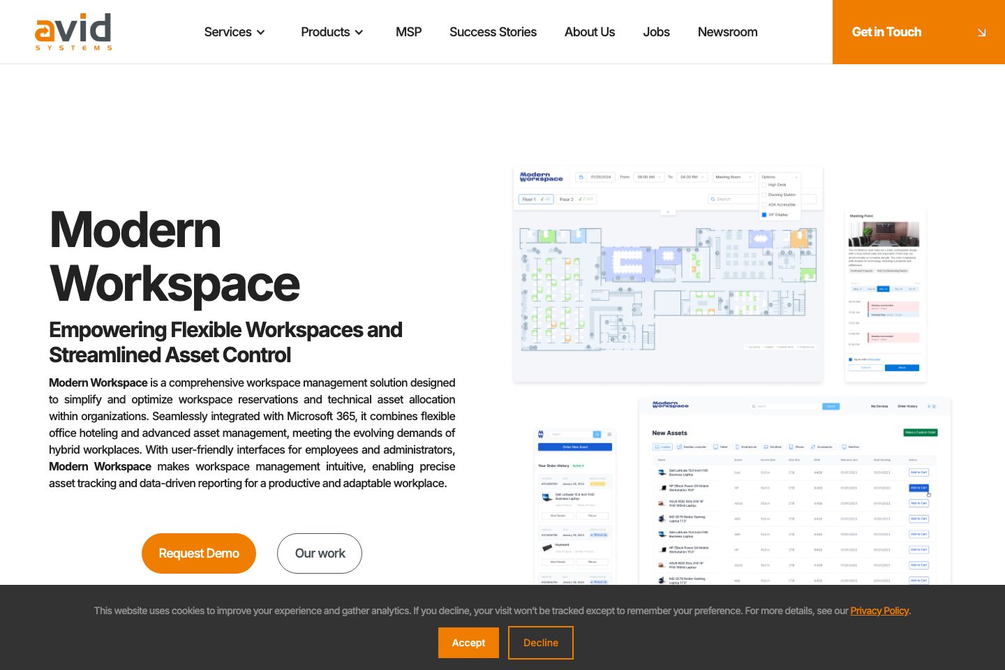 Modern Workspace homepage screenshot