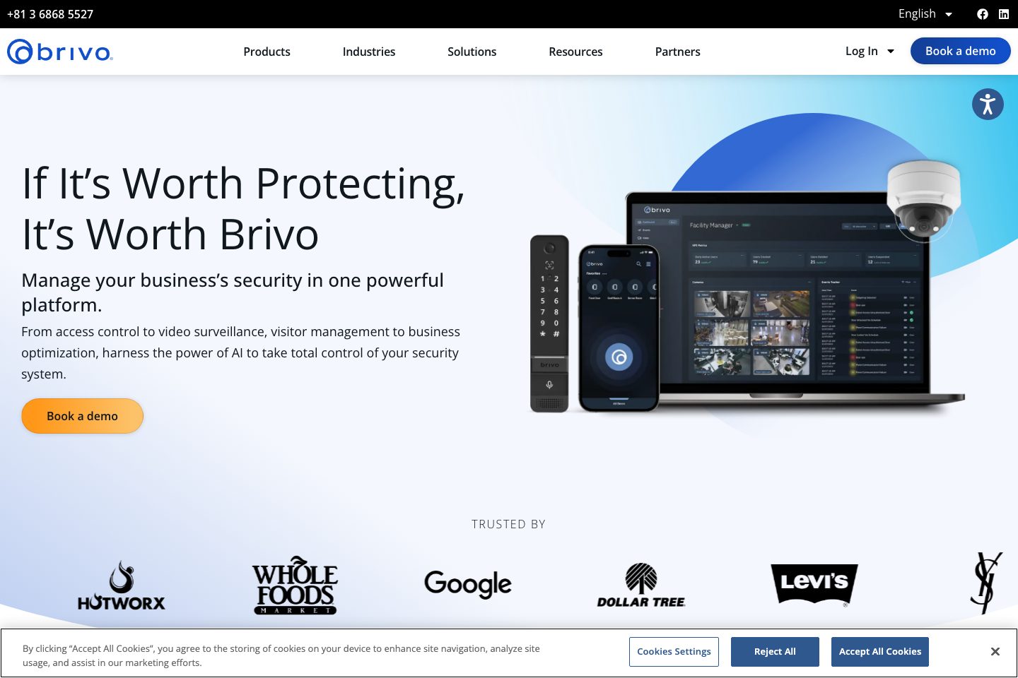 Brivo Visitor Management homepage screenshot