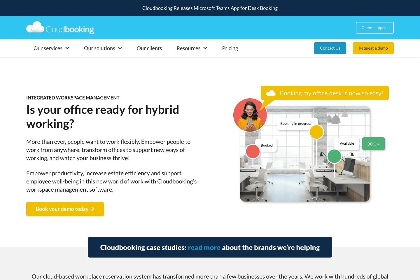 Cloudbooking homepage screenshot