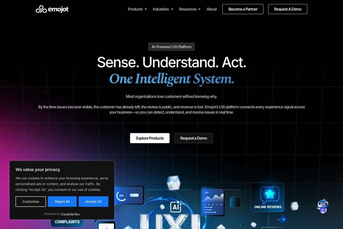 Emojot VMS homepage screenshot
