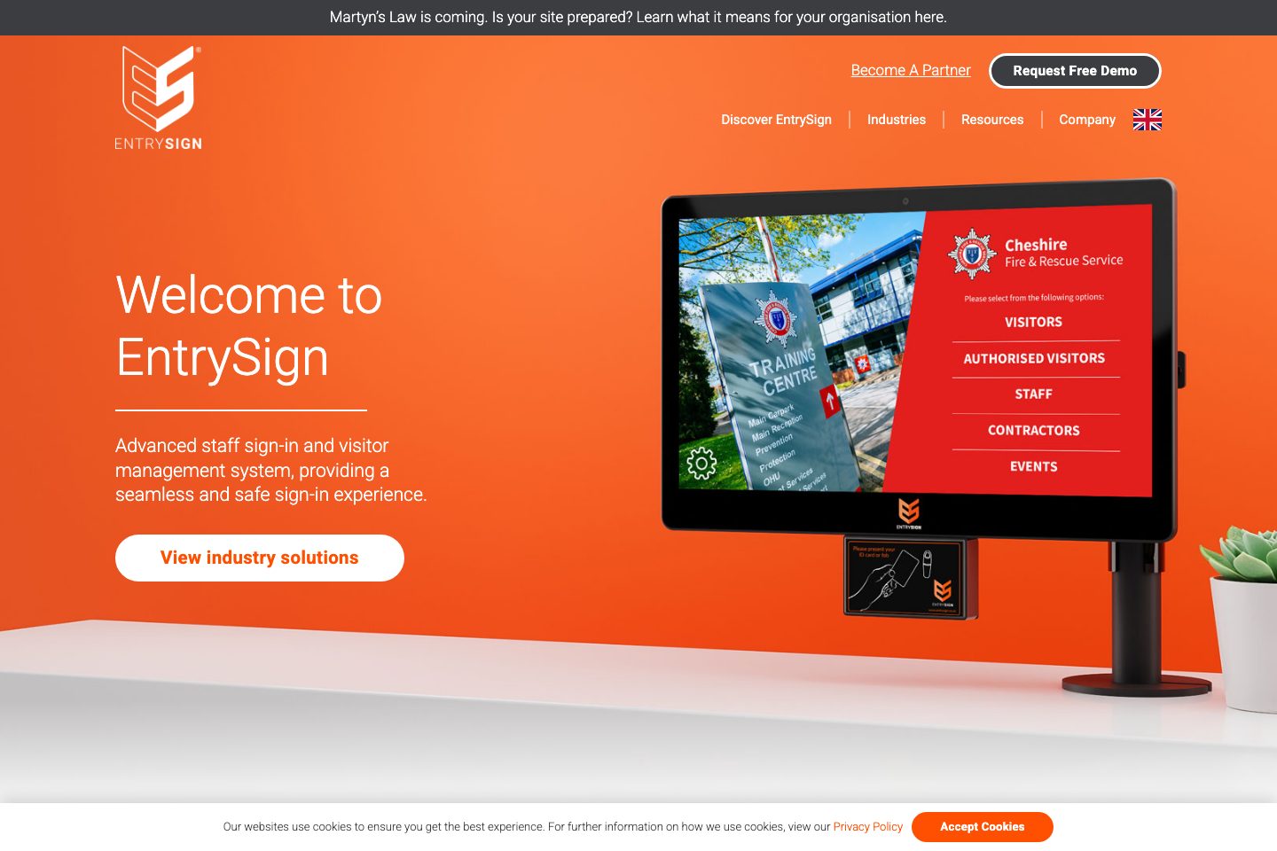 EntrySign homepage screenshot