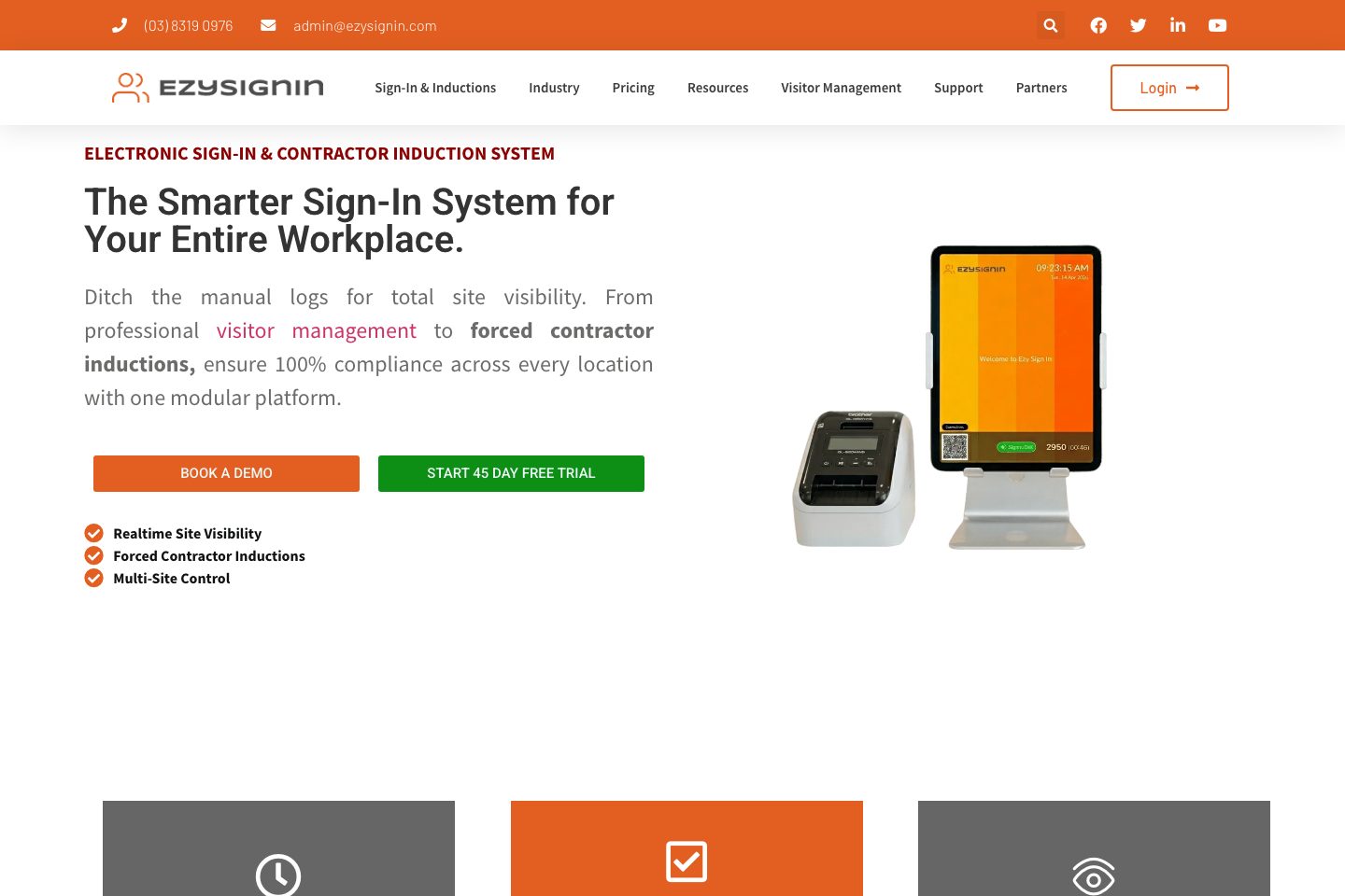 Ezy Sign-In homepage screenshot