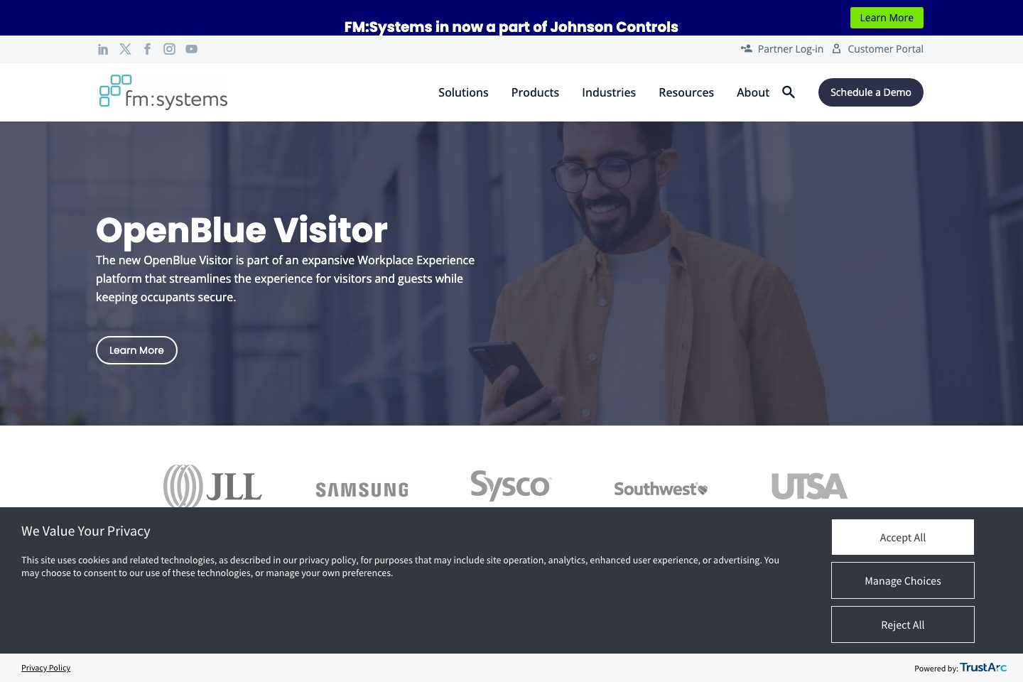 OpenBlue Visitor homepage screenshot