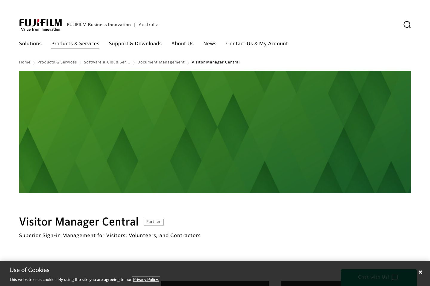 Visitor Manager Central homepage screenshot