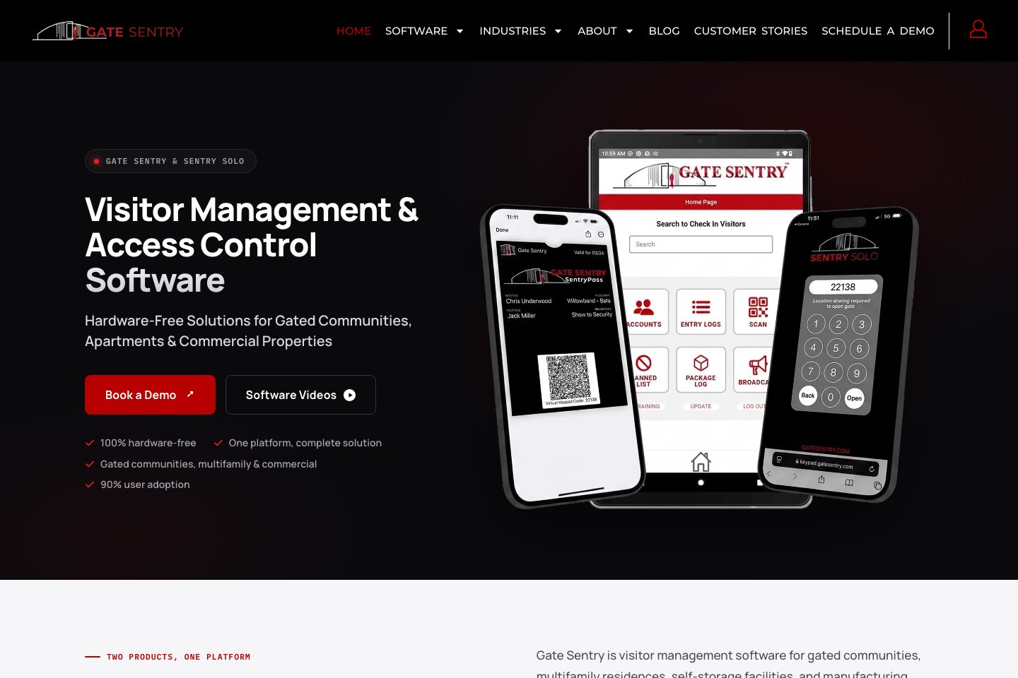 Gate Sentry homepage screenshot
