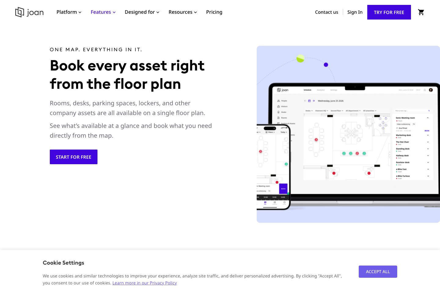 Joan Workplace pricing page screenshot