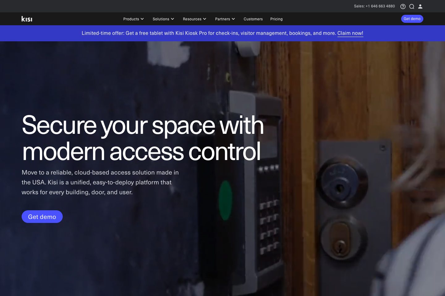 Kisi Visitor Management homepage screenshot