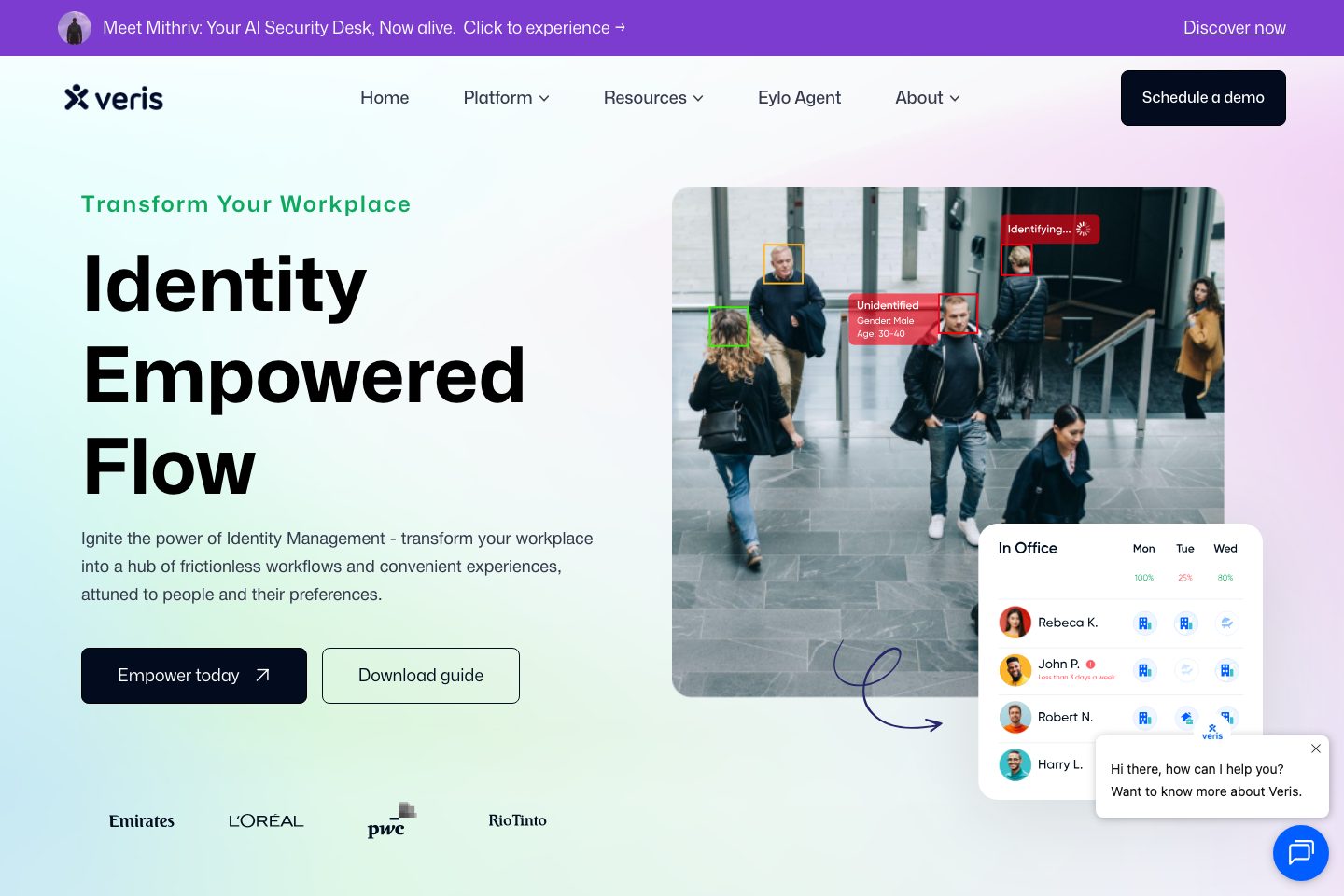Veris Welcome pricing page screenshot