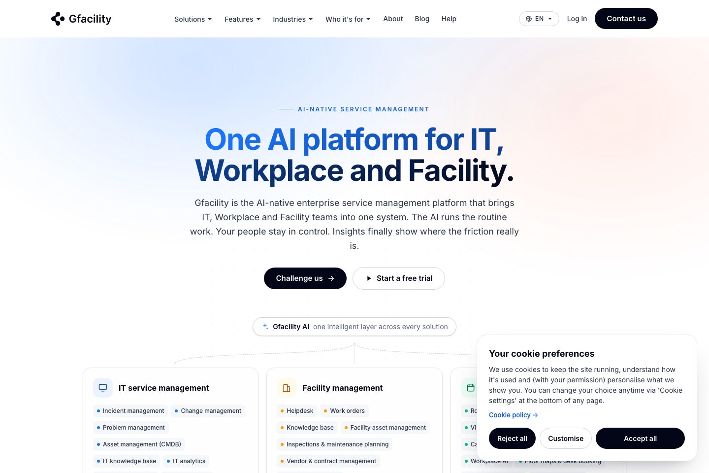 Gfacility homepage screenshot