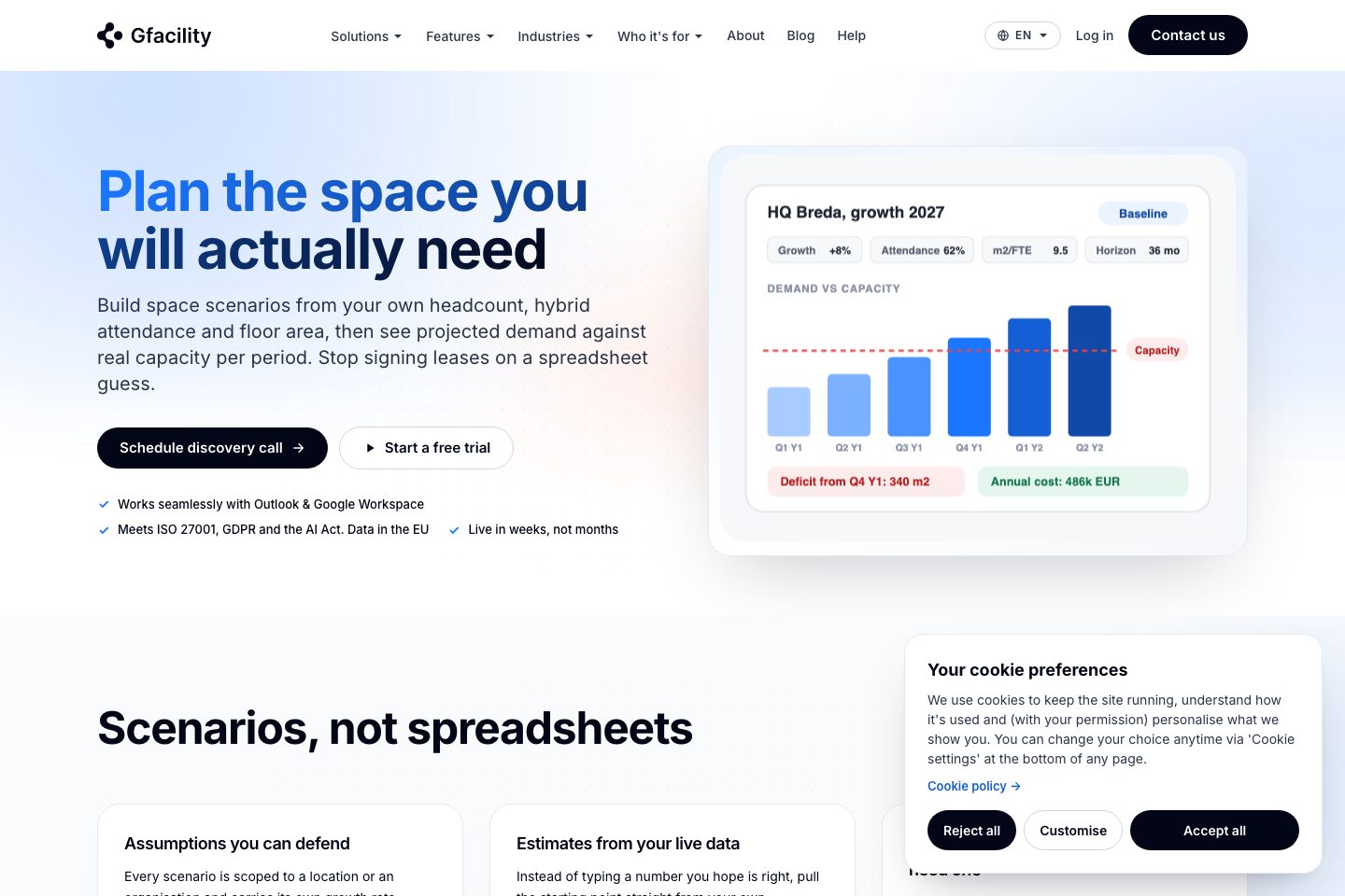 Gfacility pricing page screenshot