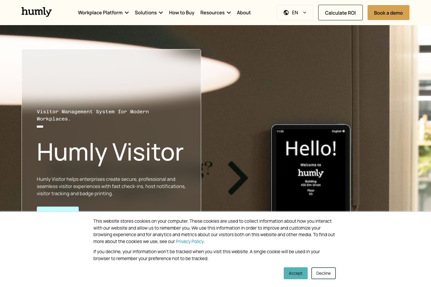 Humly Visitor homepage screenshot