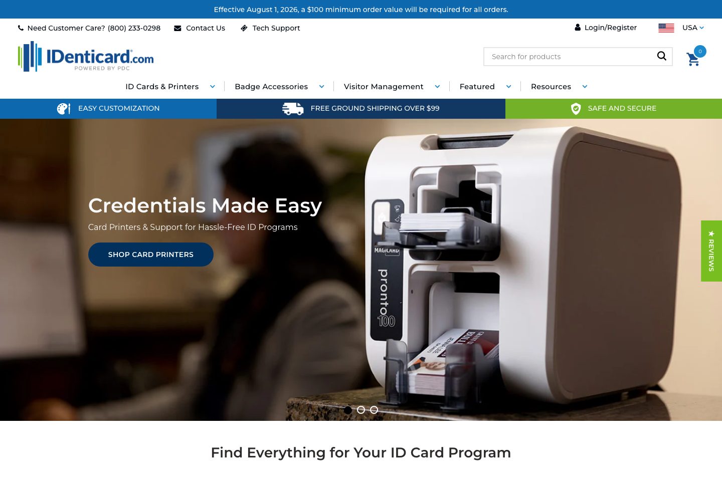 IDenticard homepage screenshot