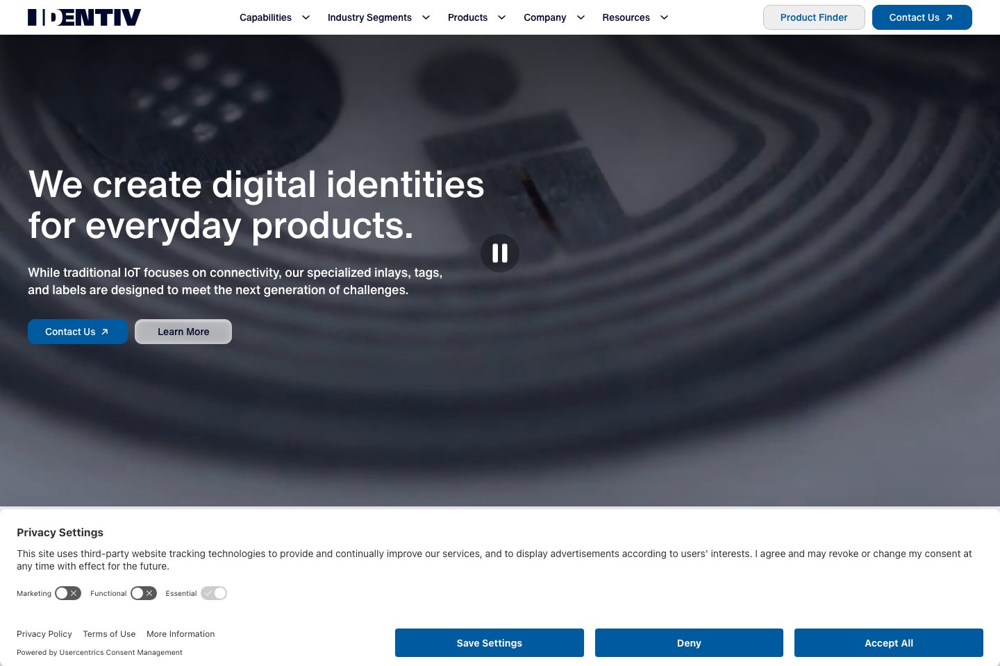Identiv homepage screenshot