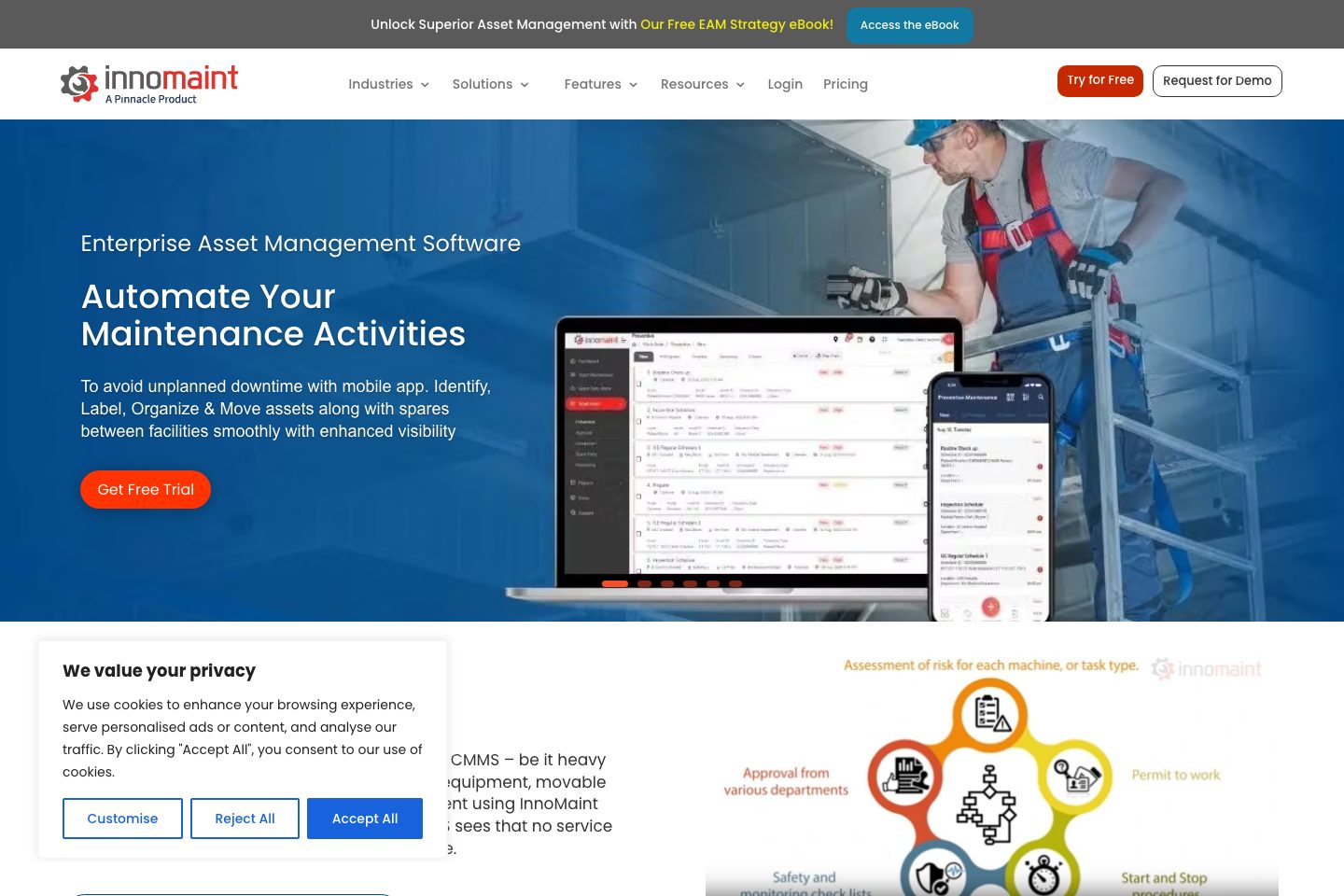 InnoMaint Visitor Management System homepage screenshot