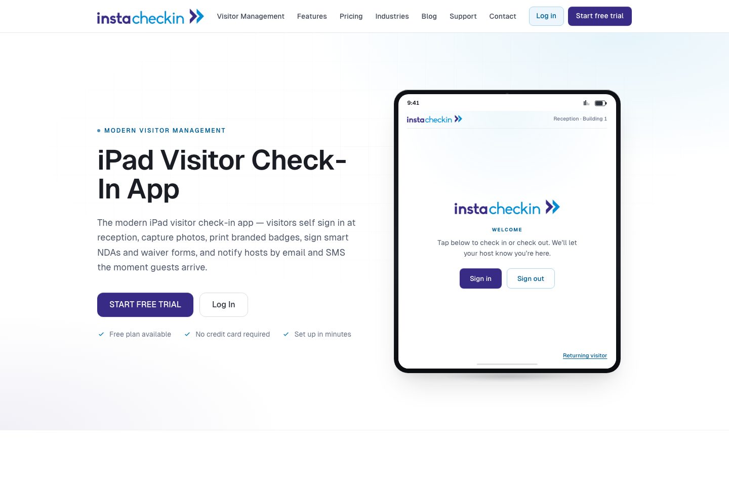 InstaCheckin homepage screenshot