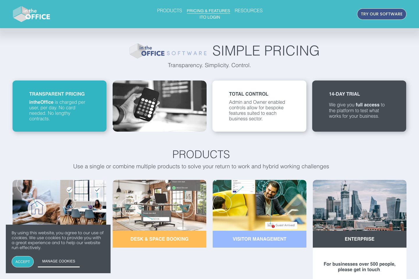 intheOffice pricing page screenshot