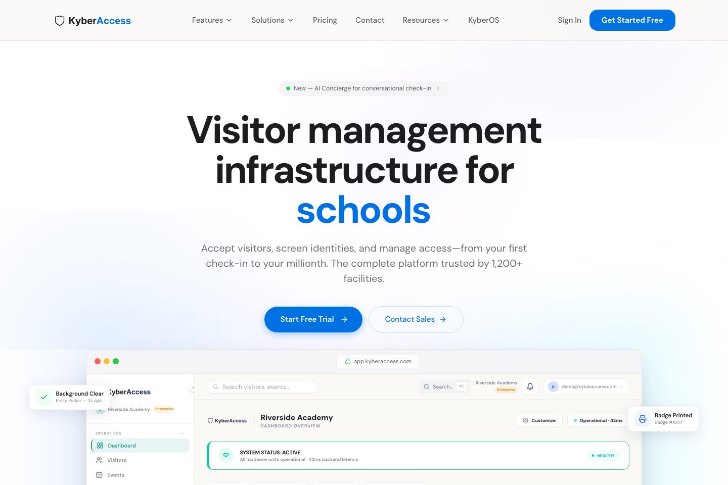 KyberAccess homepage screenshot