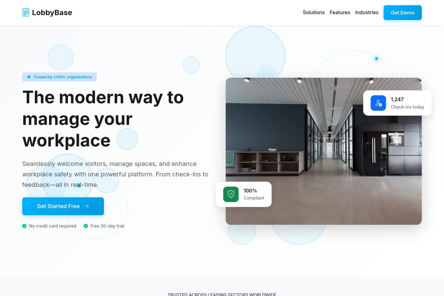 LobbyBase homepage screenshot
