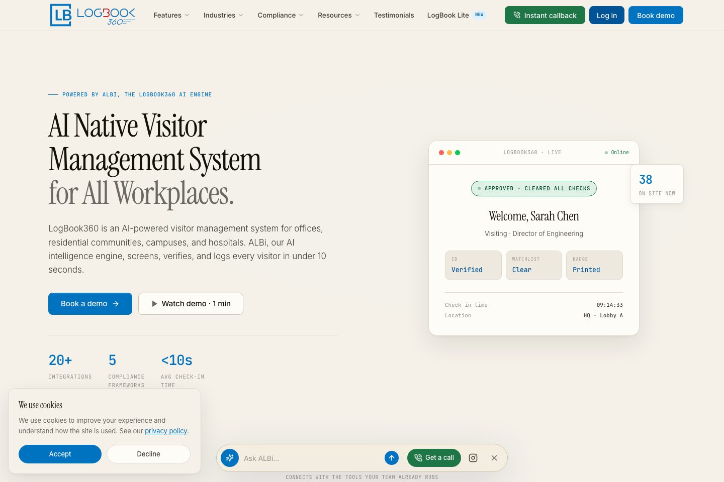 LogBook360 homepage screenshot
