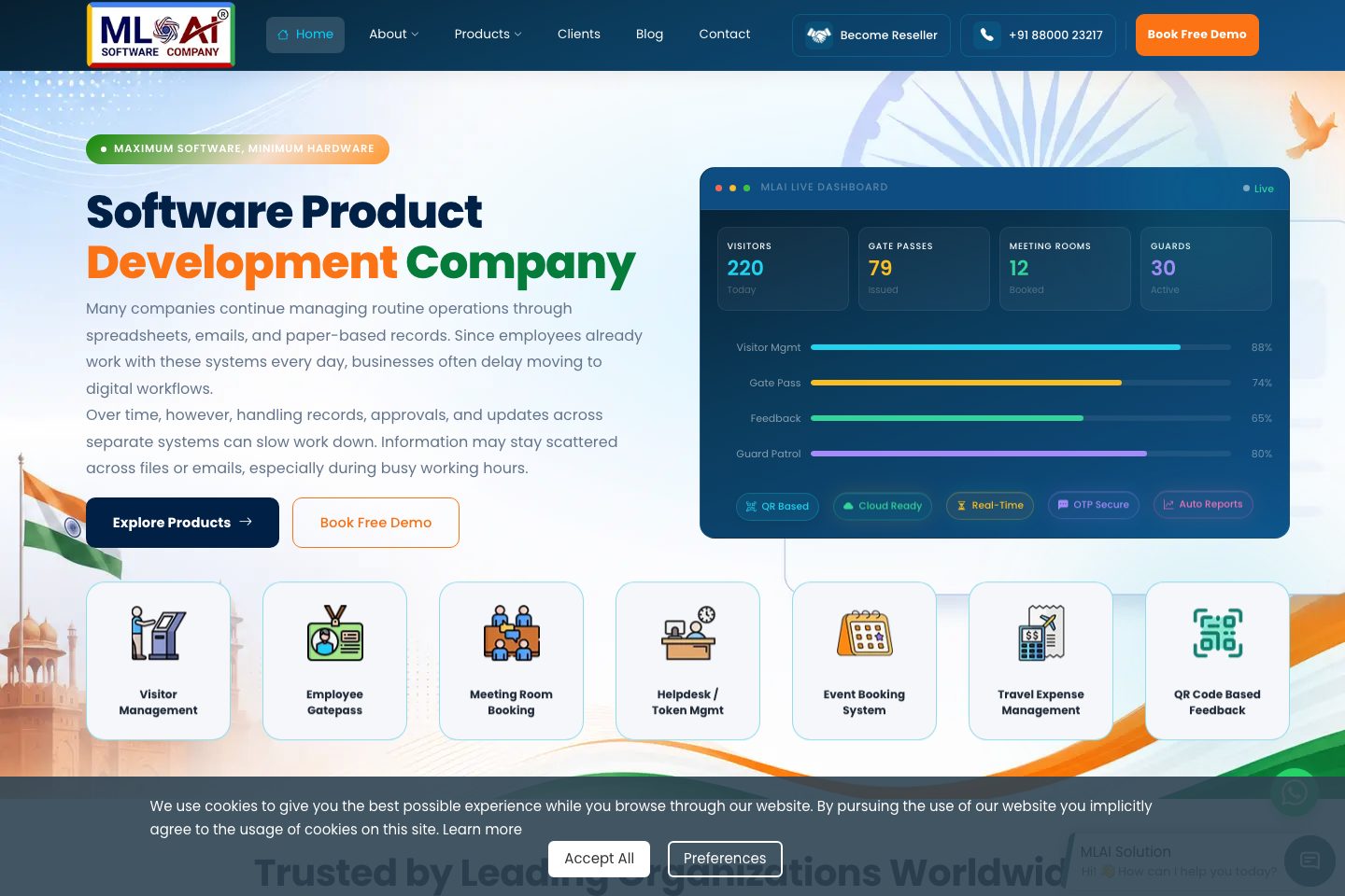 MLAI Solution Visitor Management System homepage screenshot