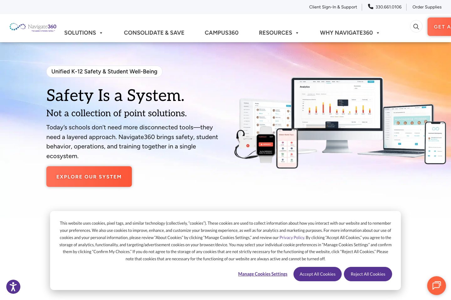 Navigate360 homepage screenshot