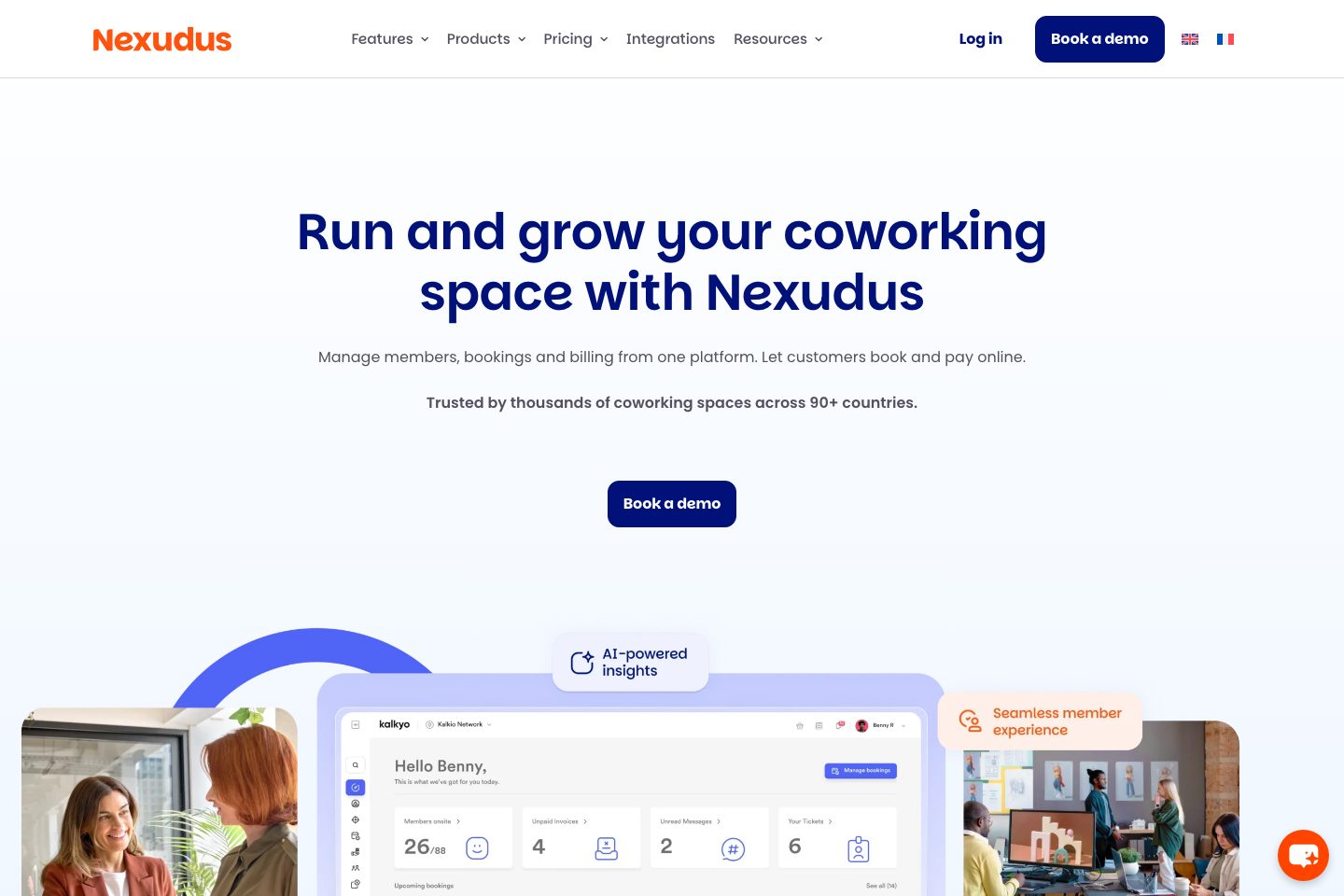Nexudus homepage screenshot