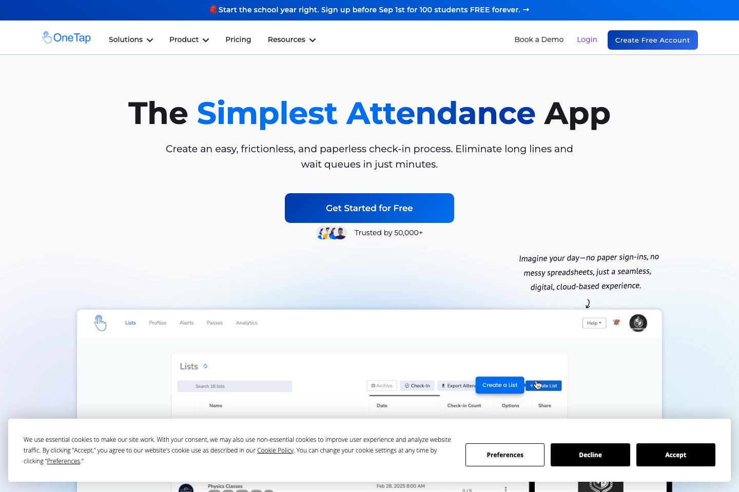 OneTap homepage screenshot