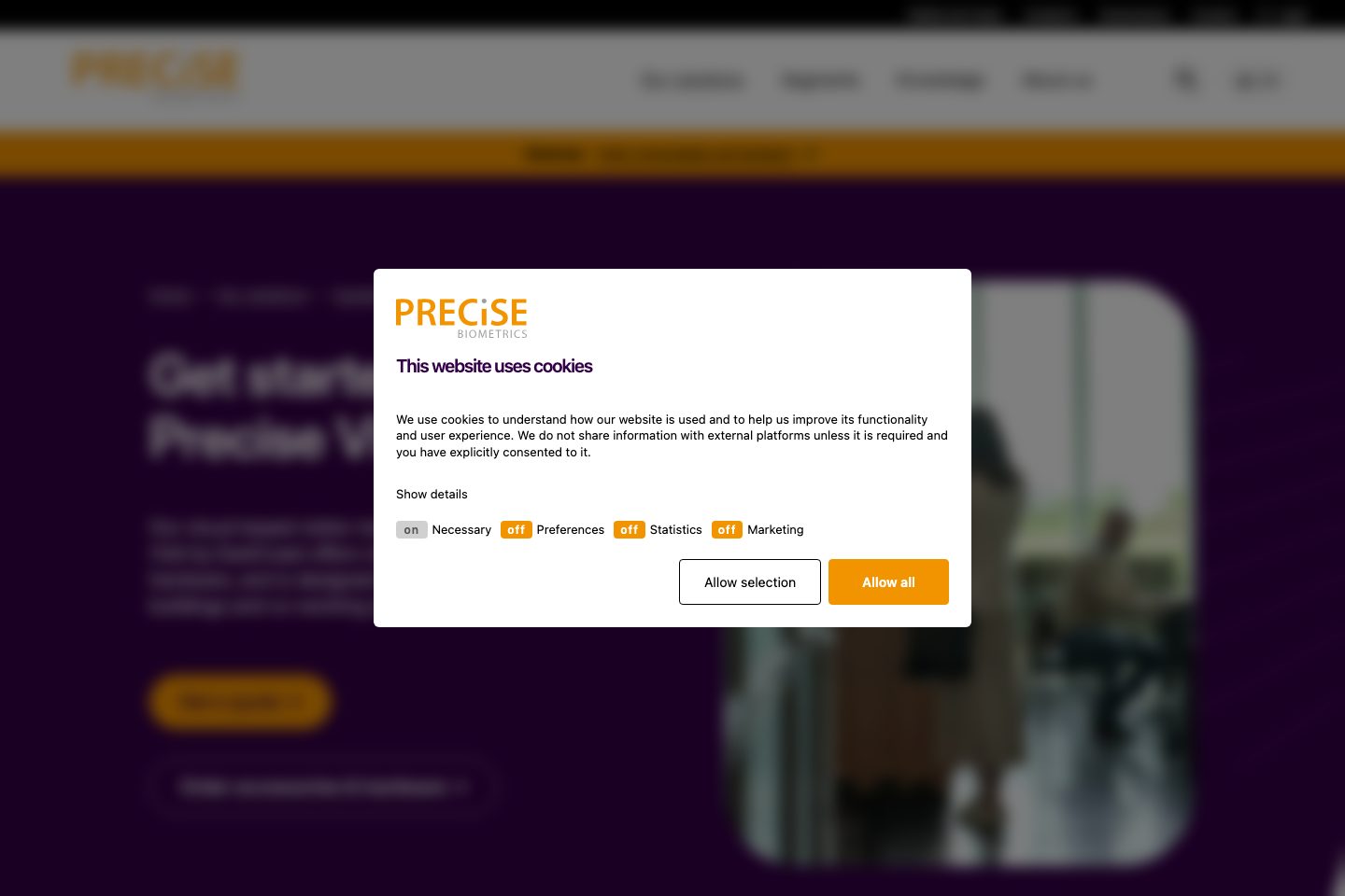 Precise Visit pricing page screenshot