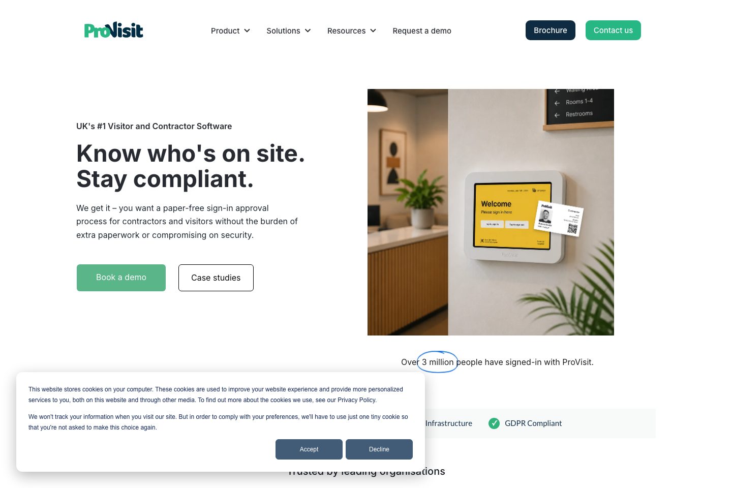 ProVisit homepage screenshot
