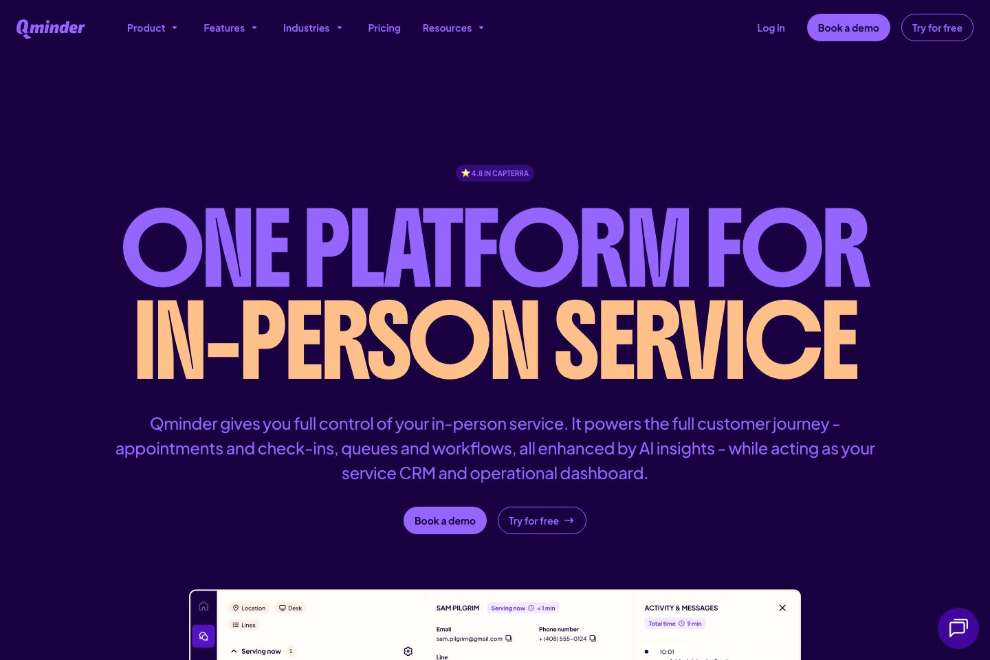 Qminder homepage screenshot