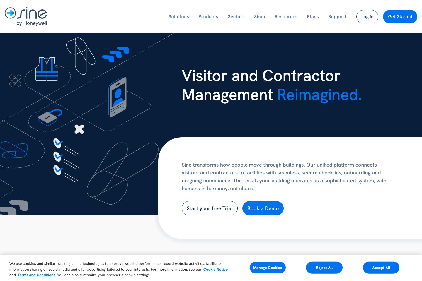 Sine by Honeywell homepage screenshot