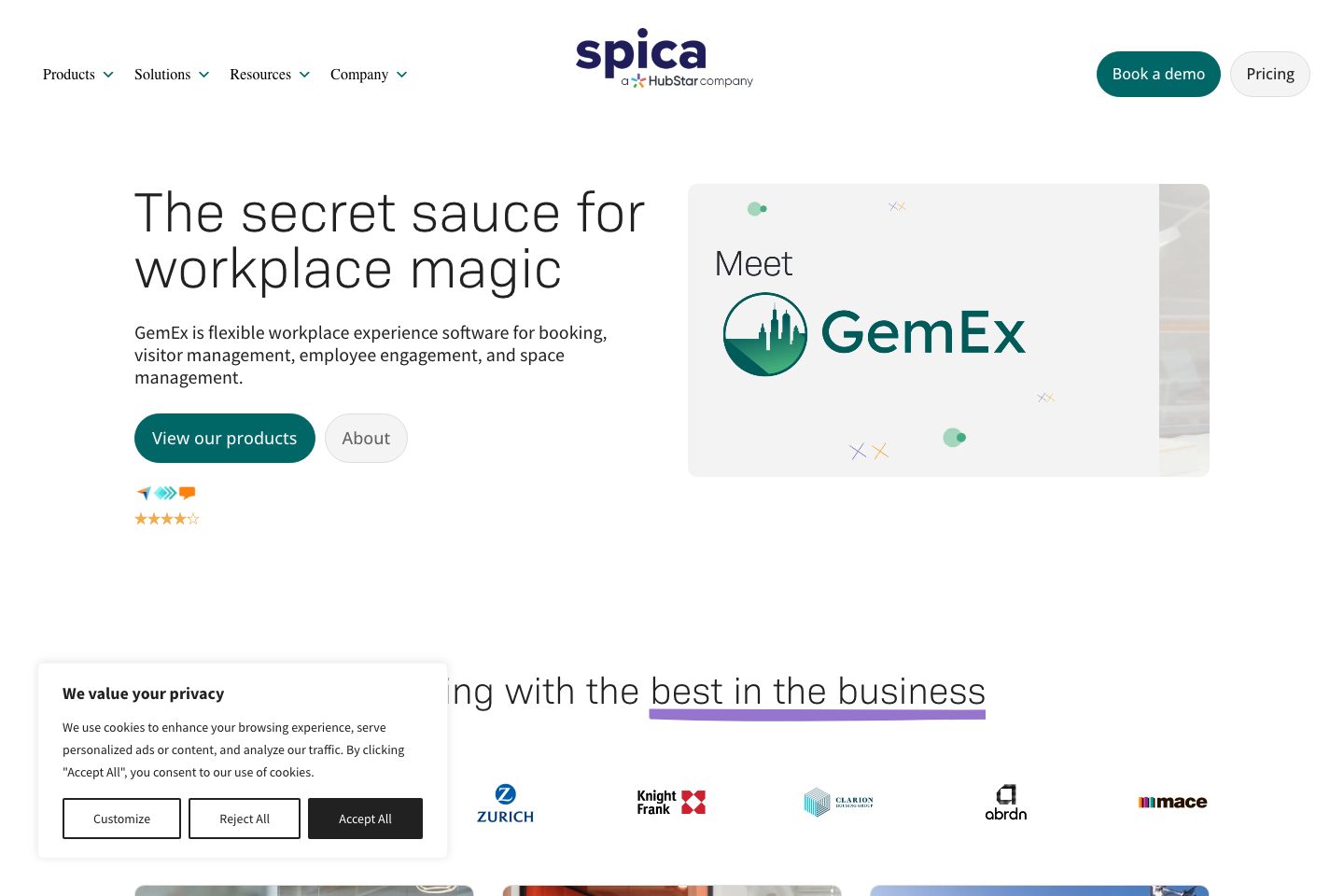 GemEx App homepage screenshot