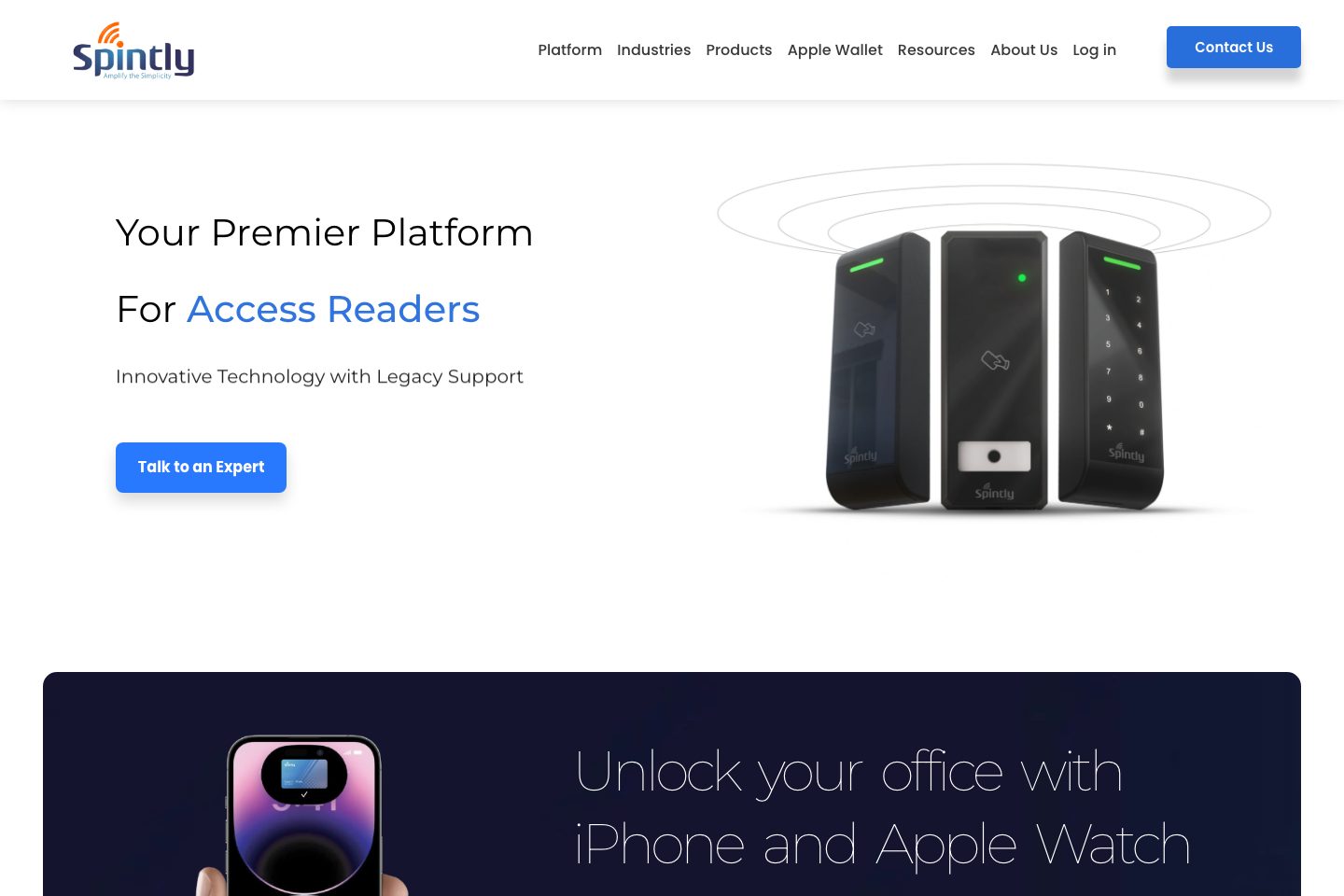 Spintly homepage screenshot