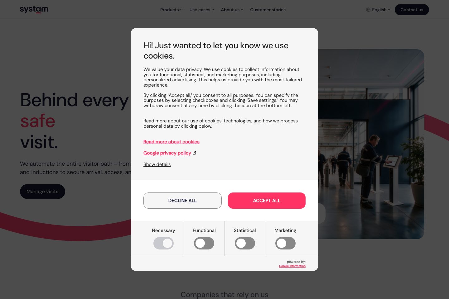 Systam Visit homepage screenshot