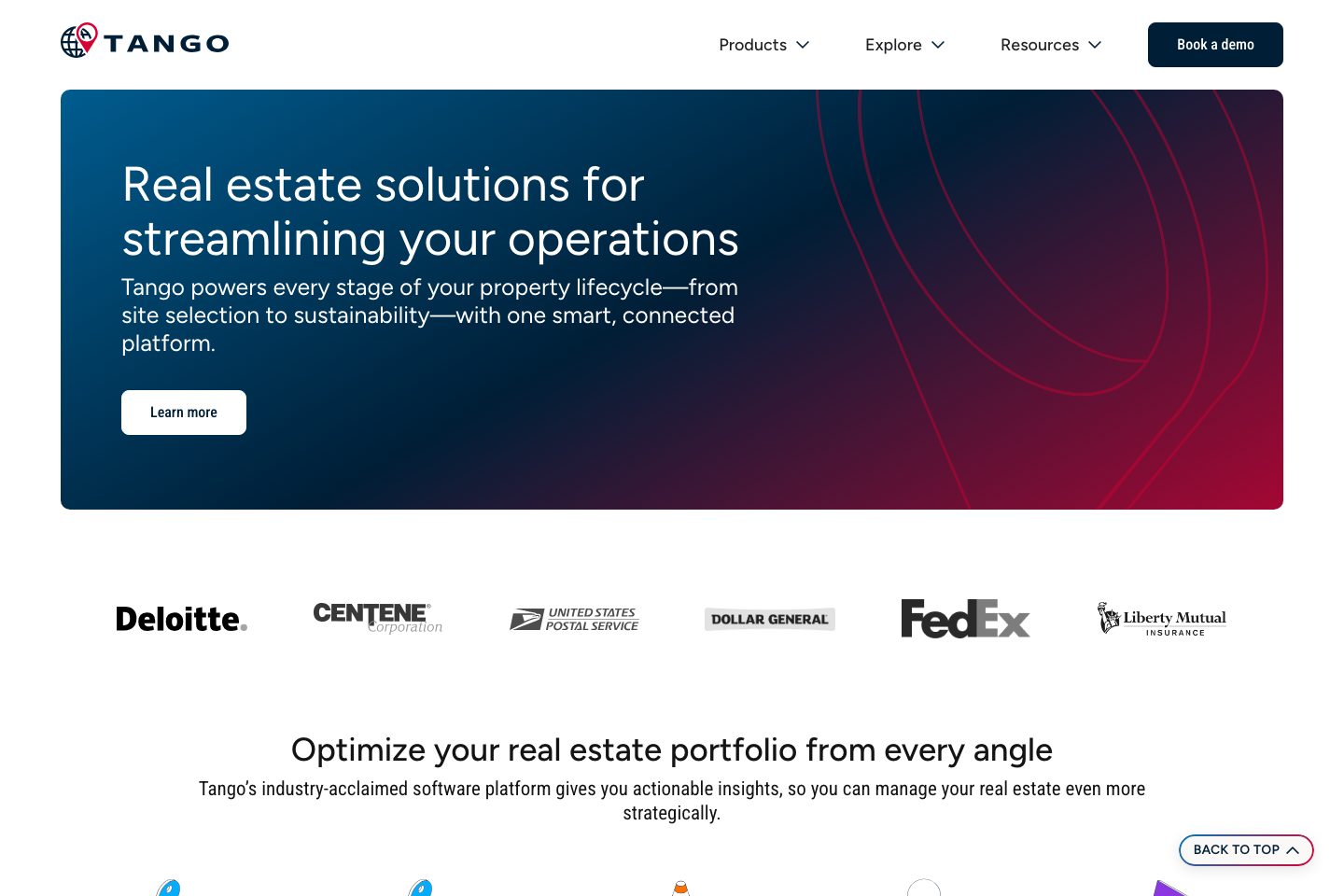 Tango homepage screenshot
