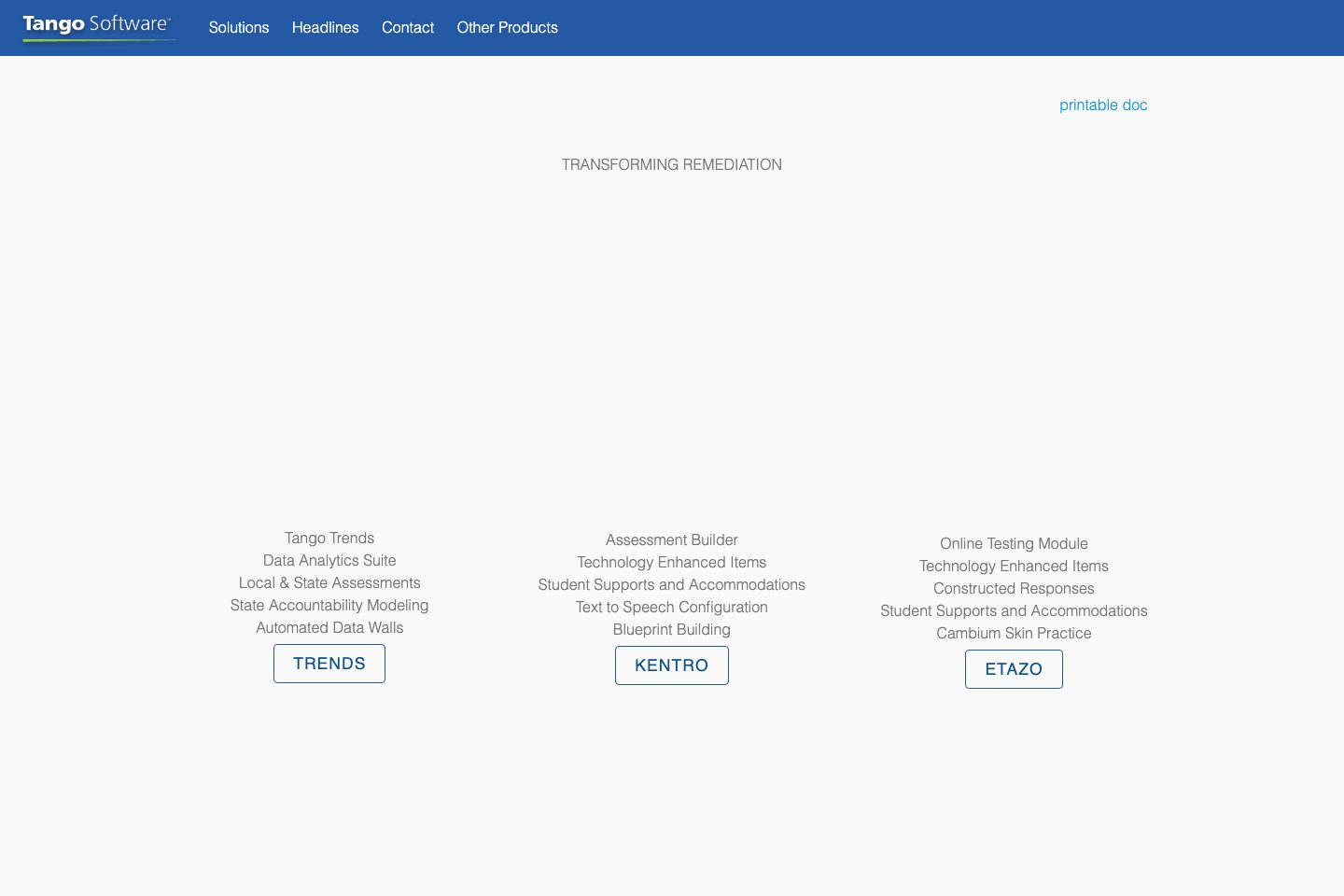 Tango Visitor homepage screenshot