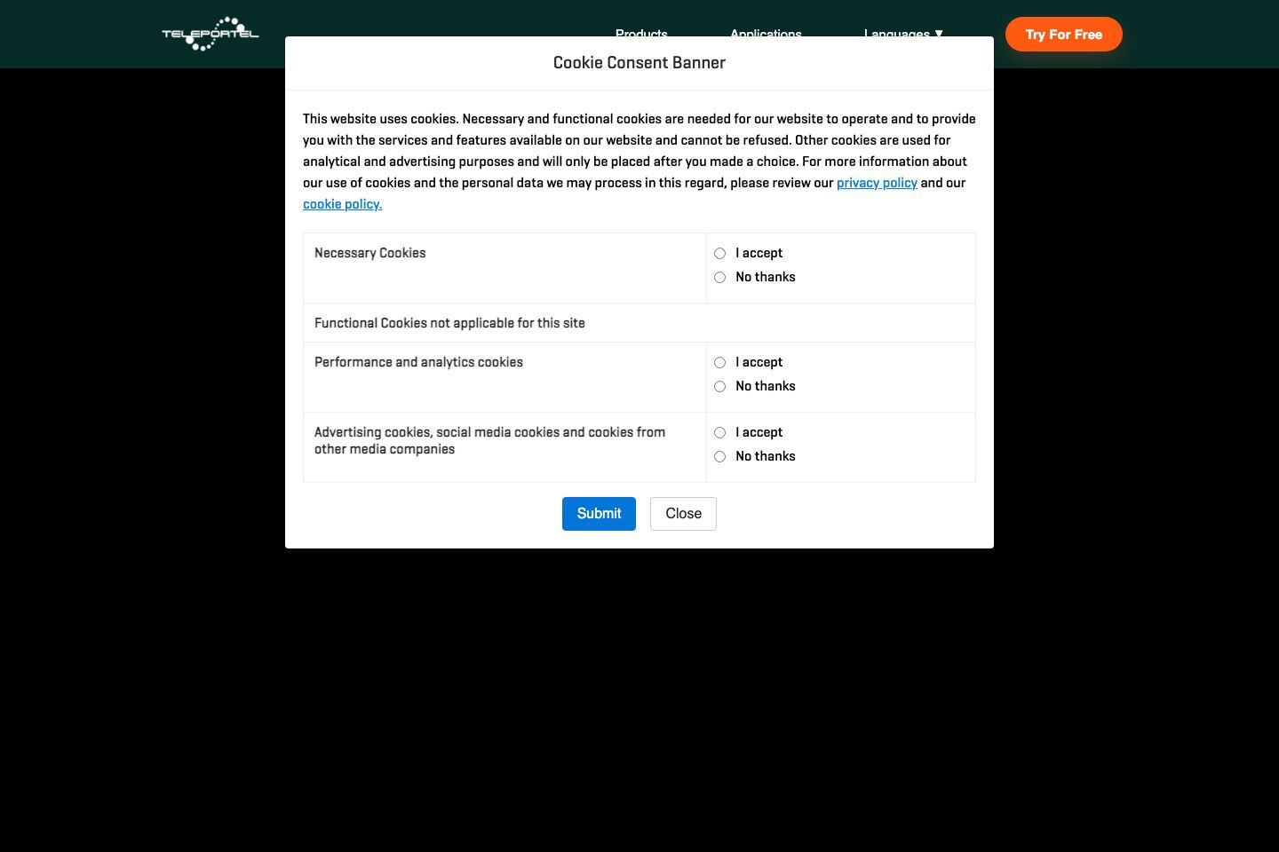 Teleportel pricing page screenshot