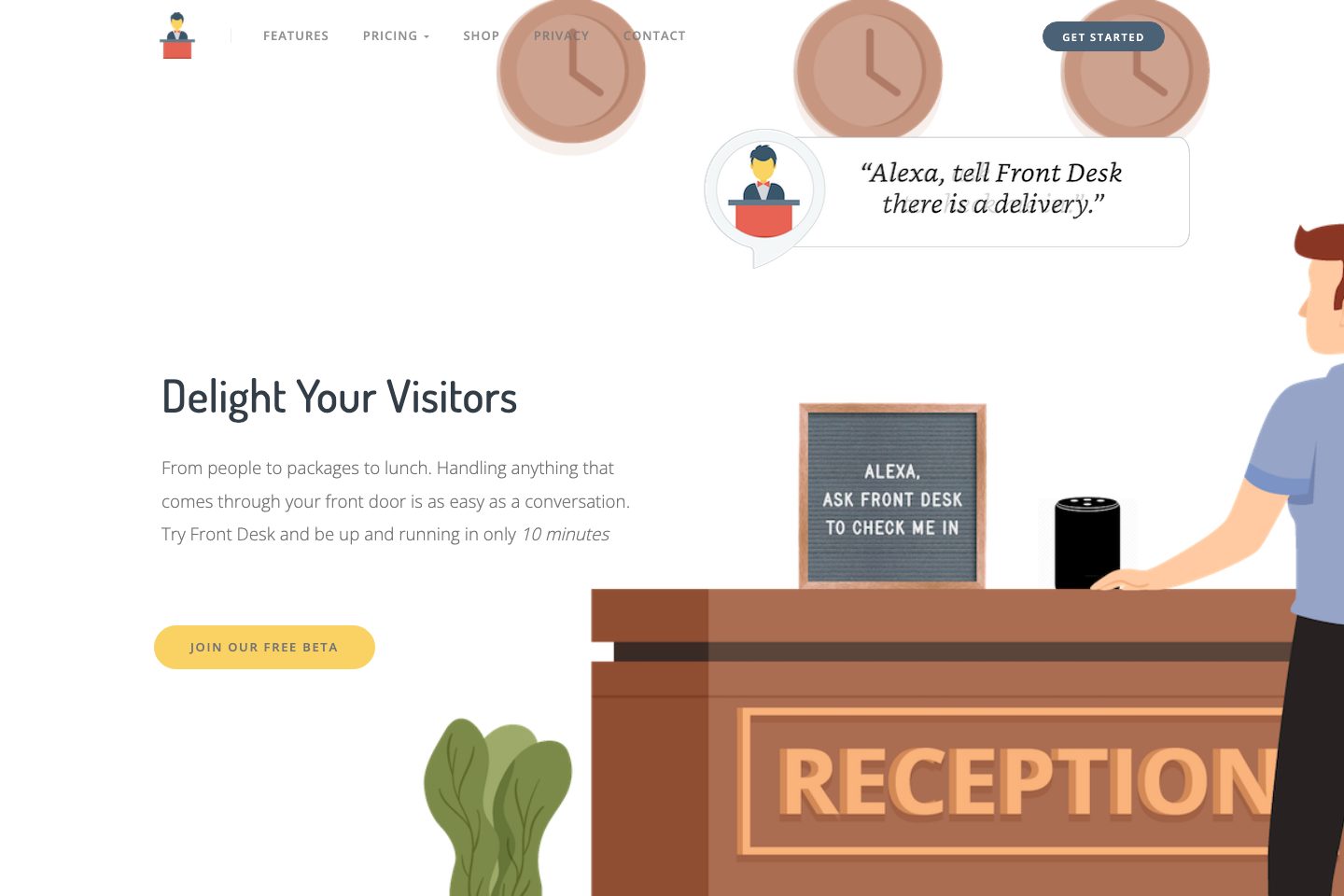 Front Desk homepage screenshot