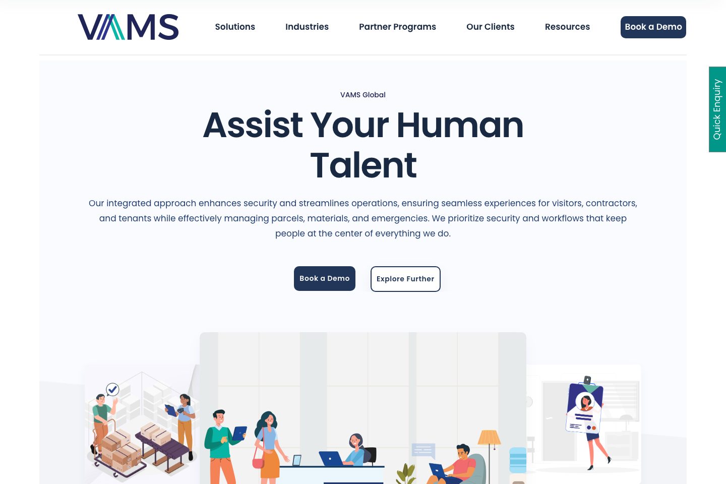 VAMS Global homepage screenshot