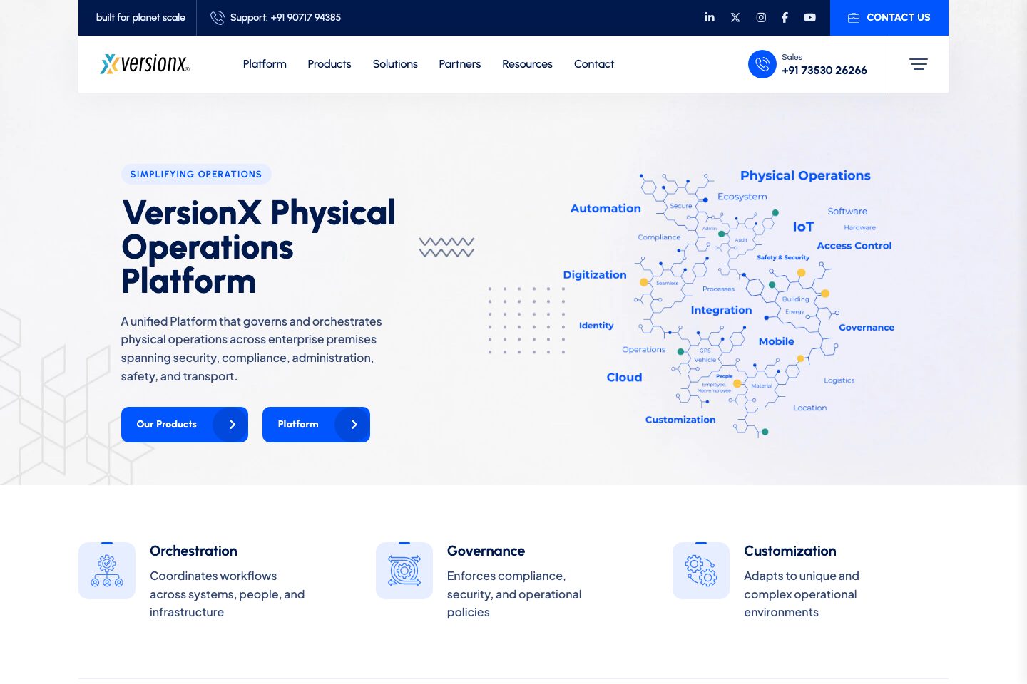 VersionX Visitor Management homepage screenshot