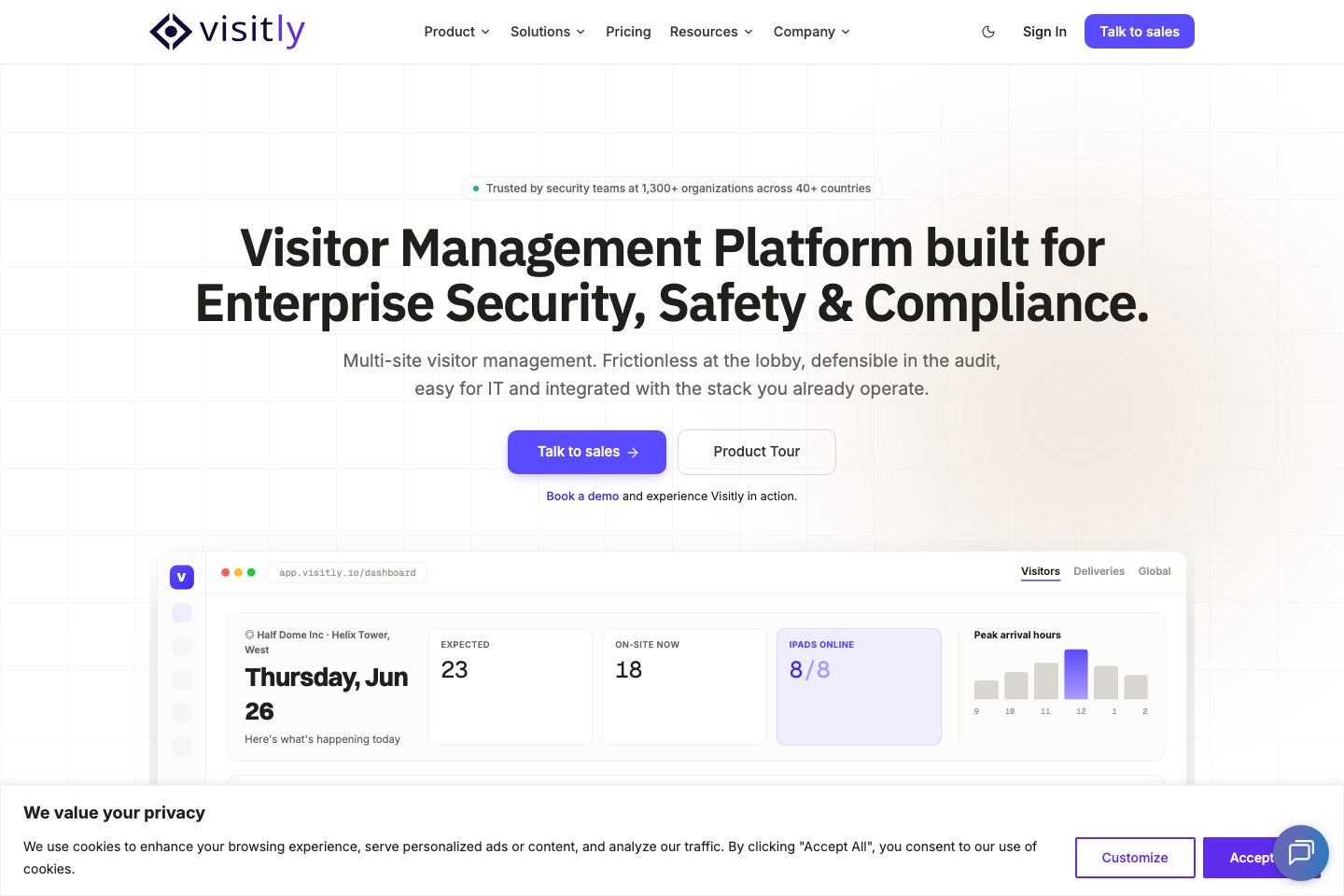 Visitly homepage screenshot