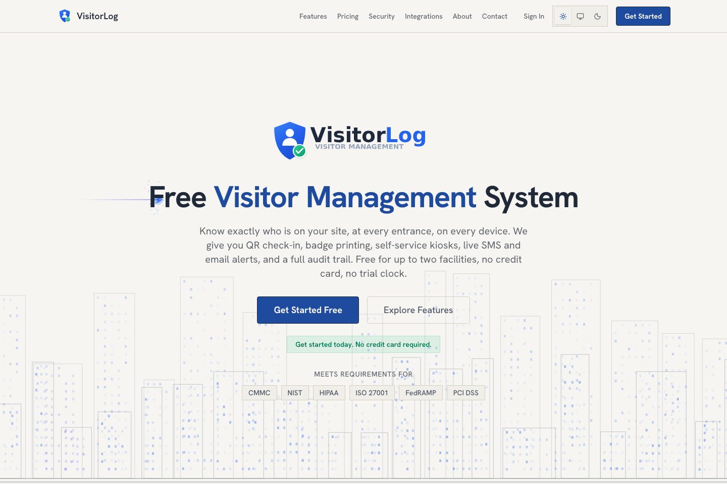 VisitorLog.io homepage screenshot