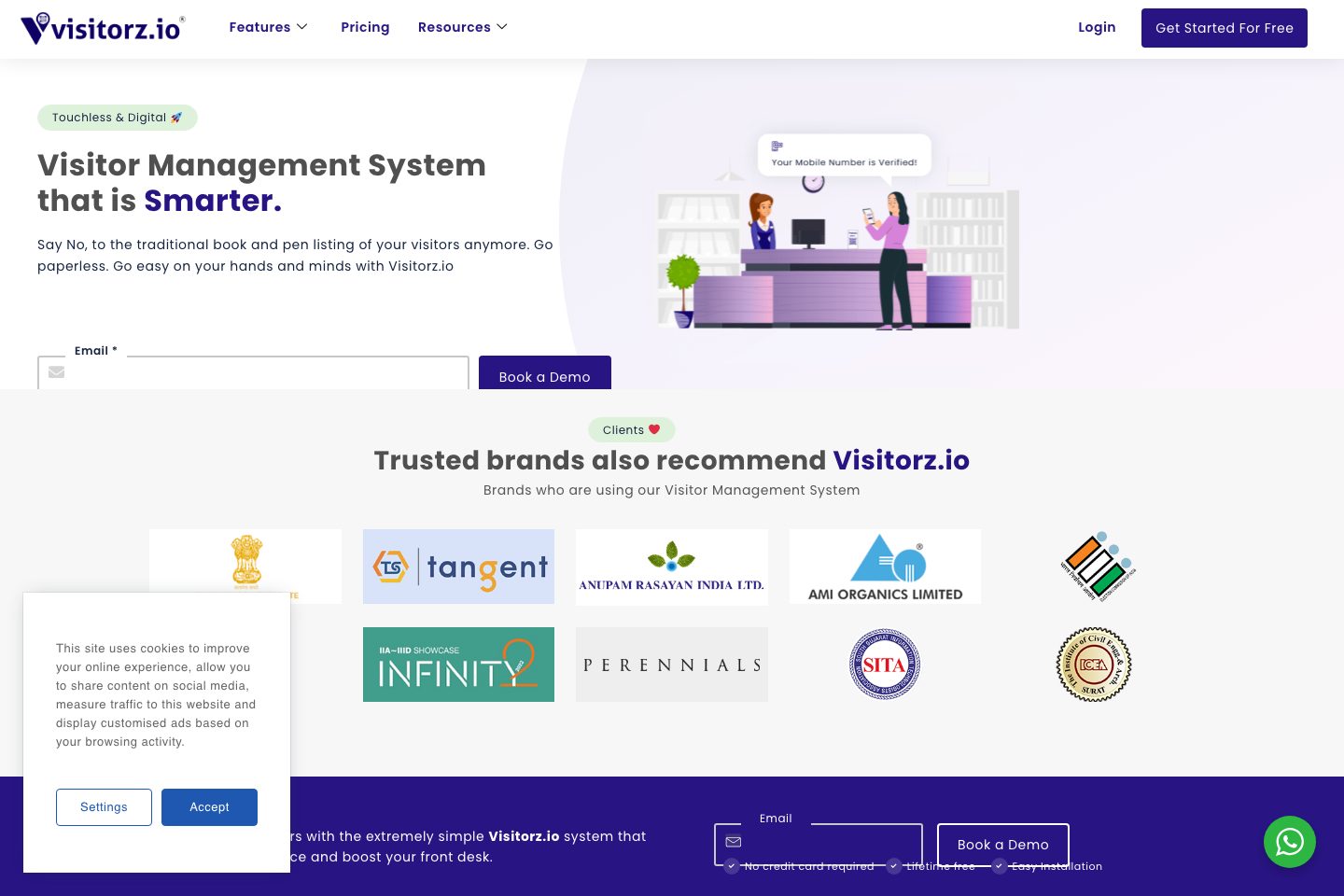 Visitorz homepage screenshot