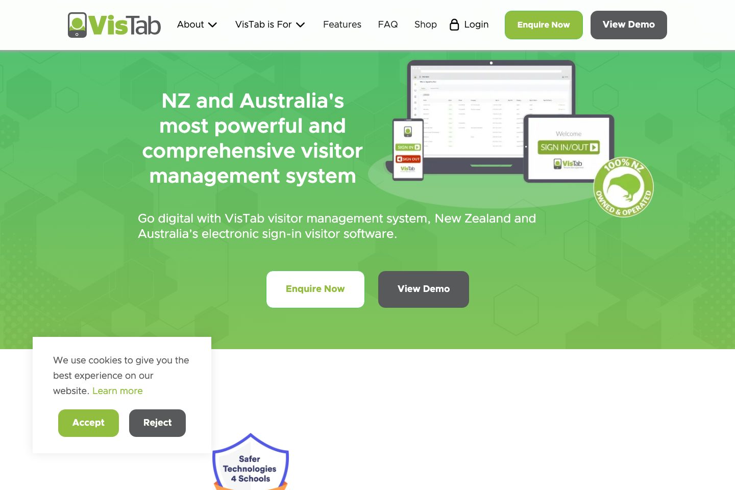 VisTab homepage screenshot