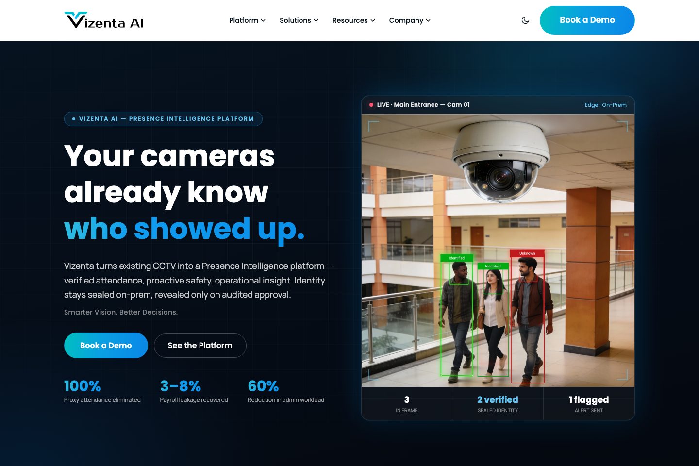 Vizenta Visitor homepage screenshot