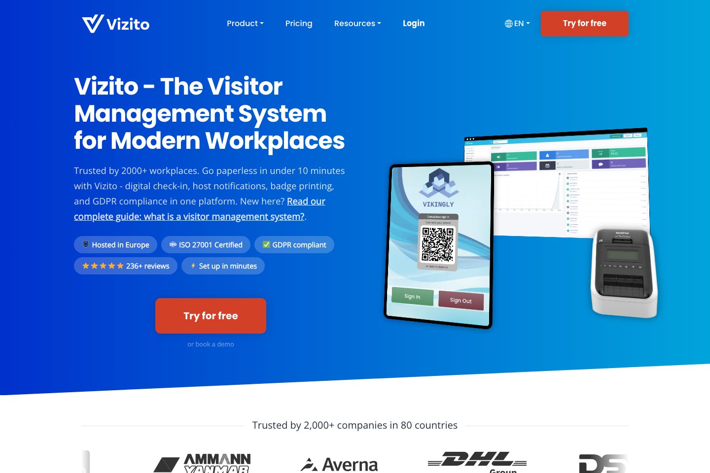Vizito homepage screenshot